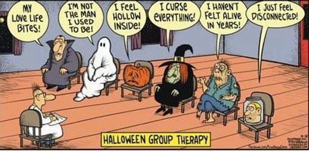 Image result for Halloween group therapy cartoon